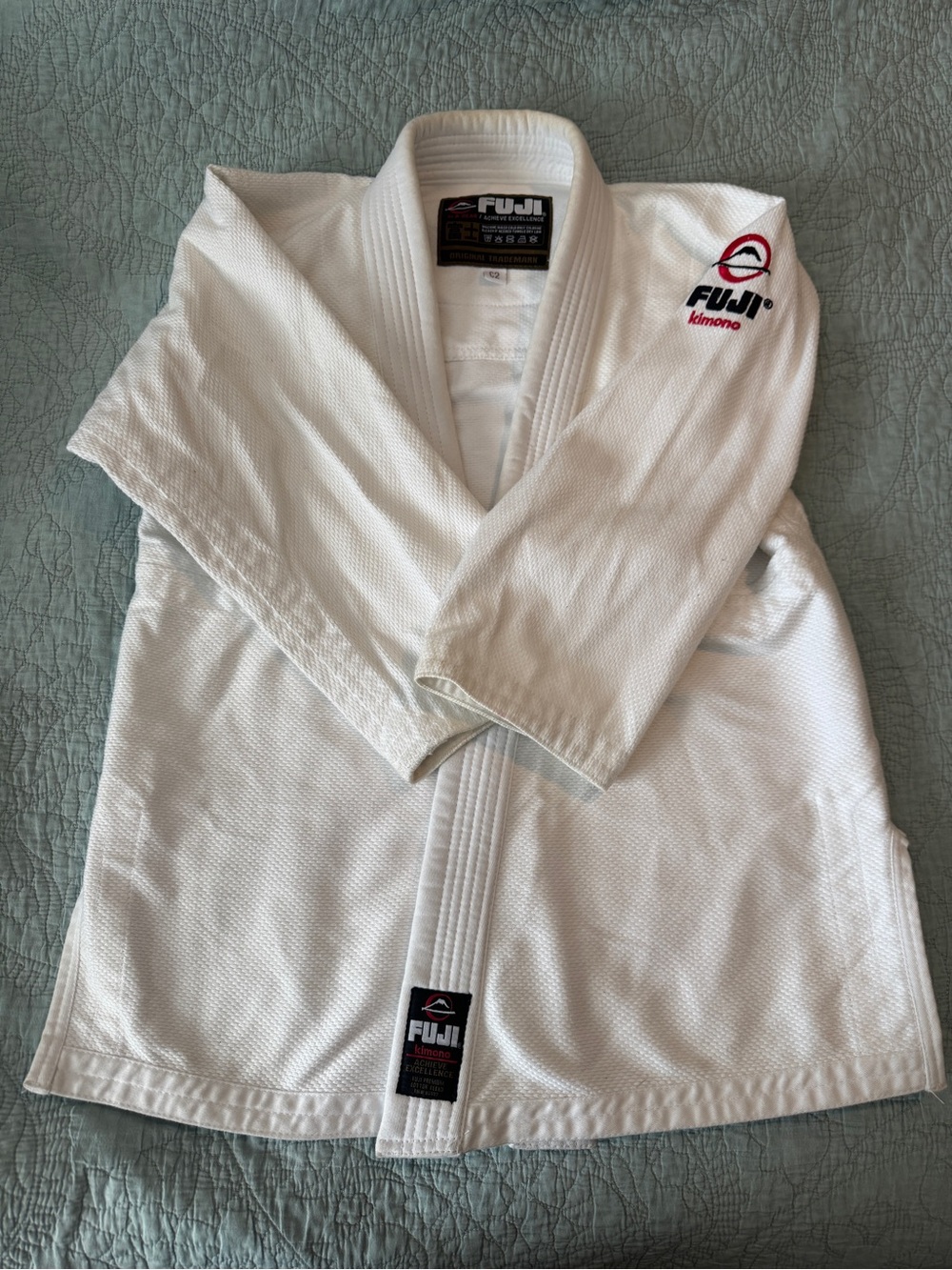 Fuji Kids Jiu-Jitsu Gi White Matching Set with White Belt - Picture 3 of 11